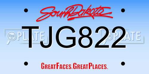 TJG822 South Dakota License Plate