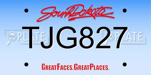 TJG827 South Dakota License Plate