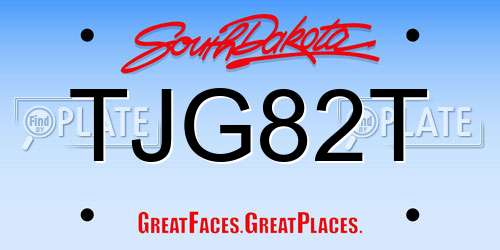 TJG82T South Dakota License Plate