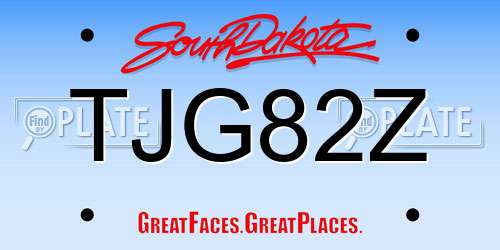 TJG82Z South Dakota License Plate