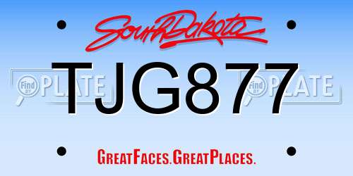 TJG877 South Dakota License Plate