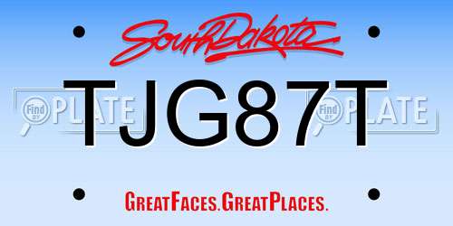 TJG87T South Dakota License Plate