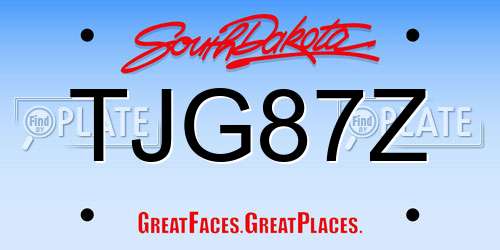 TJG87Z South Dakota License Plate