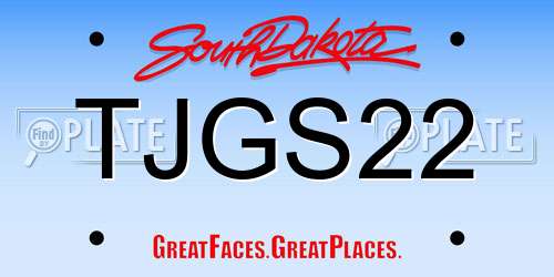 TJGS22 South Dakota License Plate