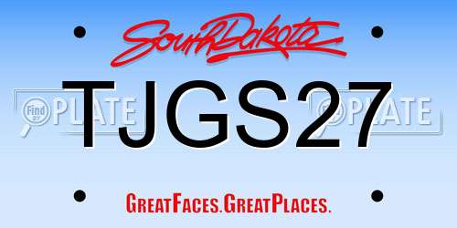 TJGS27 South Dakota License Plate