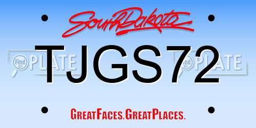 TJGS72 South Dakota License Plate
