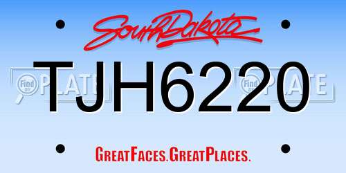 TJH6220 South Dakota License Plate