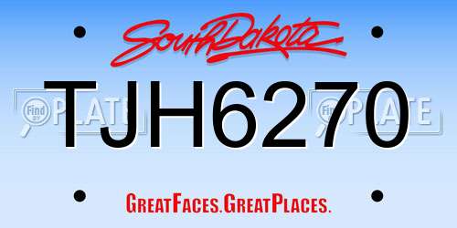TJH6270 South Dakota License Plate