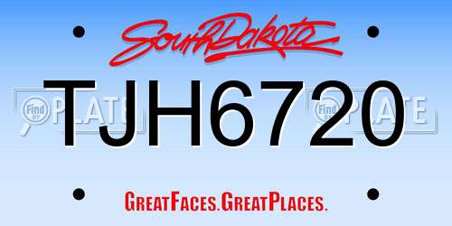 TJH6720 South Dakota License Plate