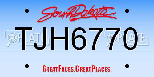 TJH6770 South Dakota License Plate