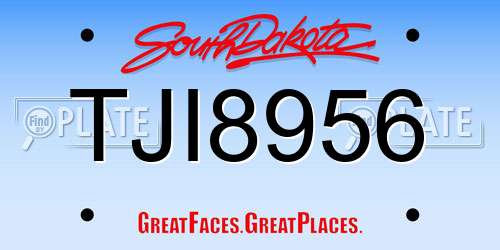TJI8956 South Dakota License Plate