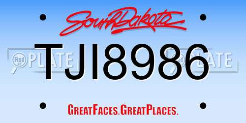 TJI8986 South Dakota License Plate