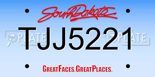 TJJ5221 South Dakota License Plate