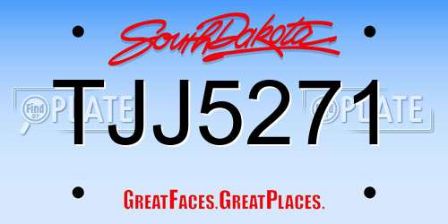 TJJ5271 South Dakota License Plate