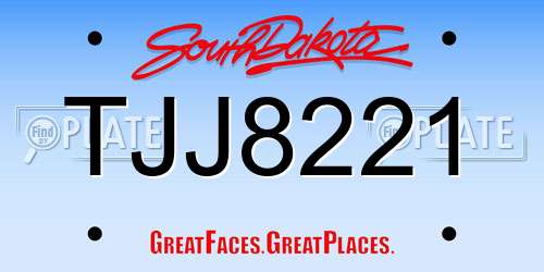 TJJ8221 South Dakota License Plate