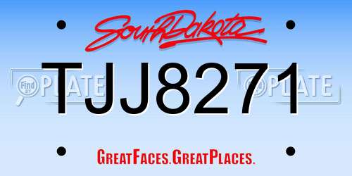 TJJ8271 South Dakota License Plate