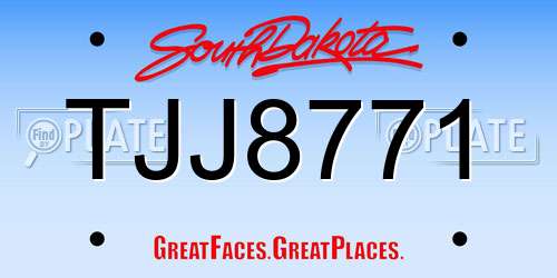 TJJ8771 South Dakota License Plate