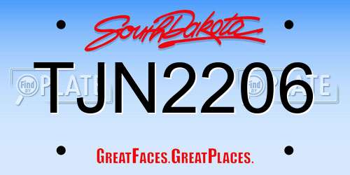 TJN2206 South Dakota License Plate
