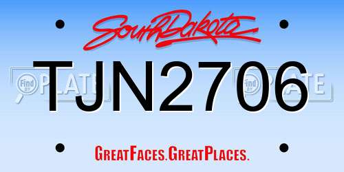 TJN2706 South Dakota License Plate