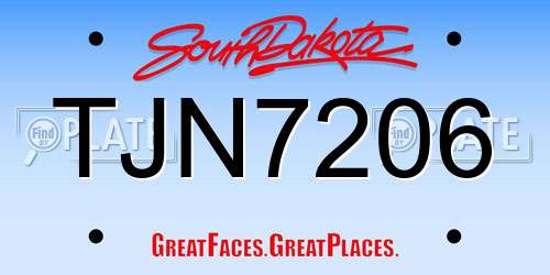 TJN7206 South Dakota License Plate