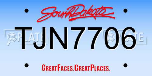 TJN7706 South Dakota License Plate