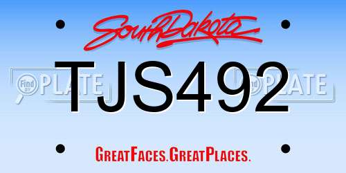 TJS492 South Dakota License Plate