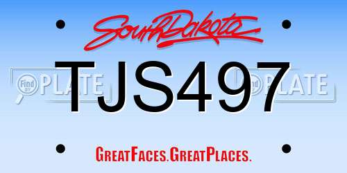 TJS497 South Dakota License Plate