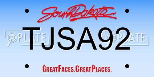 TJSA92 South Dakota License Plate