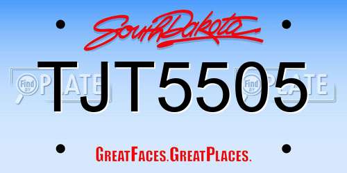 TJT5505 South Dakota License Plate