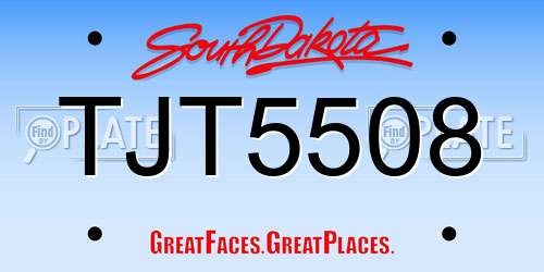 TJT5508 South Dakota License Plate