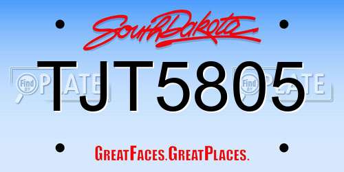 TJT5805 South Dakota License Plate