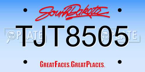 TJT8505 South Dakota License Plate