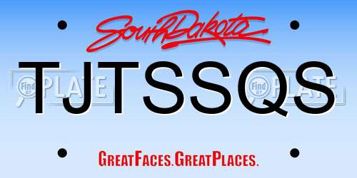 TJTSSQS South Dakota License Plate