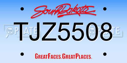 TJZ5508 South Dakota License Plate