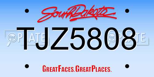 TJZ5808 South Dakota License Plate