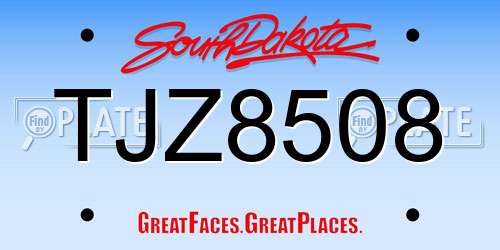 TJZ8508 South Dakota License Plate