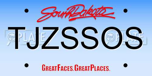 TJZSSOS South Dakota License Plate