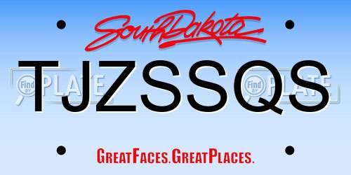TJZSSQS South Dakota License Plate
