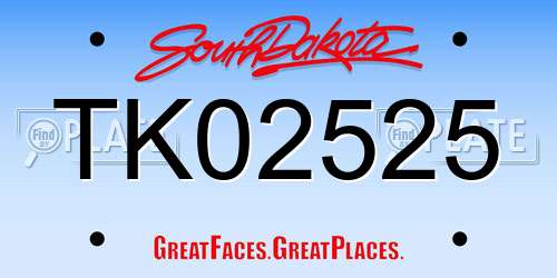 TK02525 South Dakota License Plate