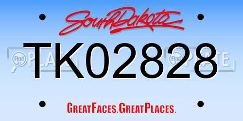 TK02828 South Dakota License Plate
