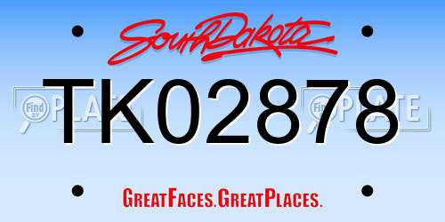 TK02878 South Dakota License Plate