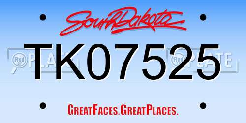TK07525 South Dakota License Plate