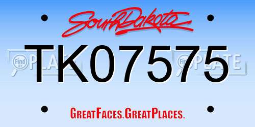 TK07575 South Dakota License Plate