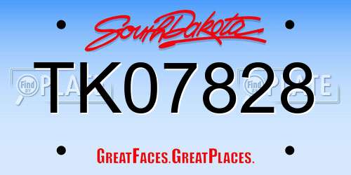 TK07828 South Dakota License Plate