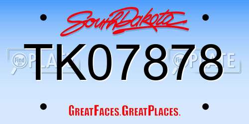 TK07878 South Dakota License Plate