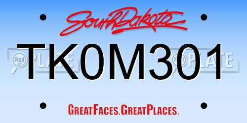 TK0M301 South Dakota License Plate