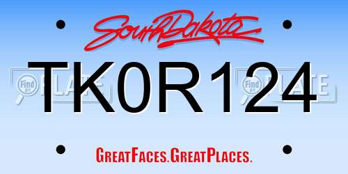 TK0R124 South Dakota License Plate