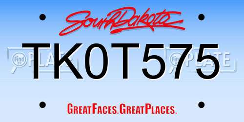 TK0T575 South Dakota License Plate