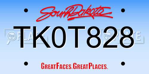 TK0T828 South Dakota License Plate