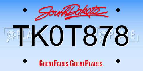 TK0T878 South Dakota License Plate